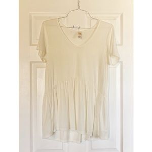 NTW. Basic white peplum style tee. Size Large